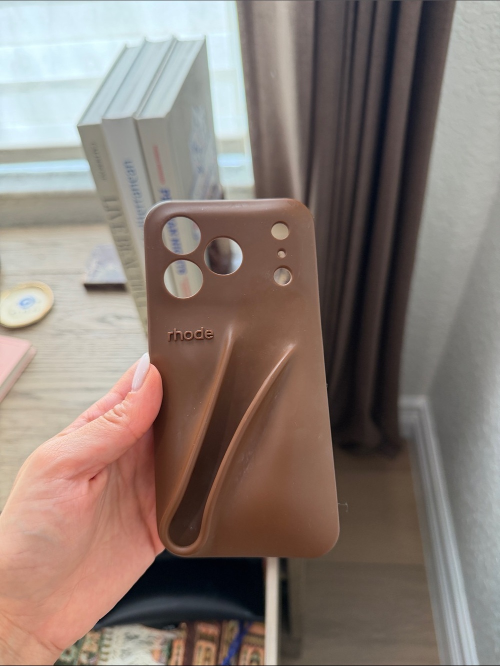 RHODE Chocolate Brown Silicone Phone Case with Grip Channel